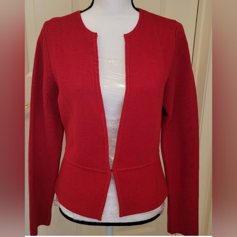 White House Black Market Sweater Jacket in Size L. RED